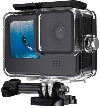 K&F CONCEPT 60M/196FT Wasserdichtes Gehäuse für GoPro Hero 13 Schwarz, Schutzgehäuse Schützendes Unterwasser-Tauchgehäuse für Go Pro 12/11/10/9 Schwarz Zubehör, wasserdichte Action Kamera Hülle
