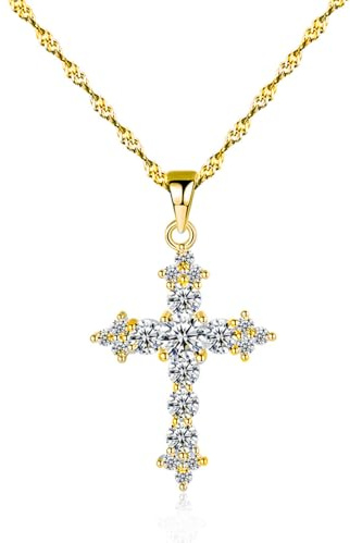 Bellitia Jewelry Kreuz Kette mit Anhänger aus 925 Sterling Silber, Zirkonia Kreuz Halskette Halsschmuck Geschenk für Frauen Damen Mädchen 45cm