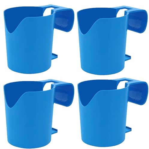 4Pcs Hanging Pool Cup Holder - Poolside Drinks Holder For ab-ove Ground Swimming Pool, Hot Tub Drinks Holder,Fits 2 Inch Or Less Round Top b-ar
