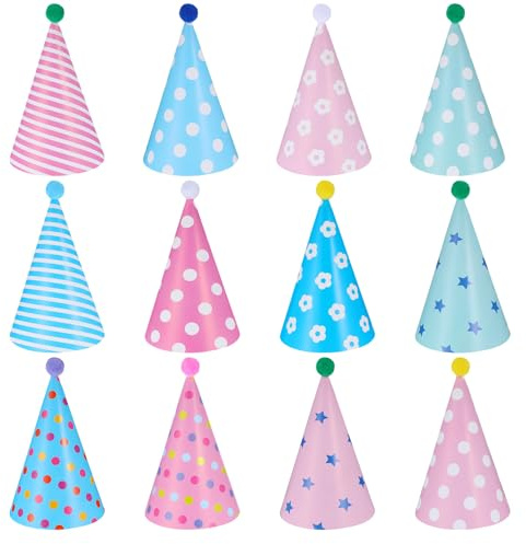 CIATBYYJ 12 sombreros de fiesta multicolor para niños y adultos, ajustables, para cumpleaños, bodas y más