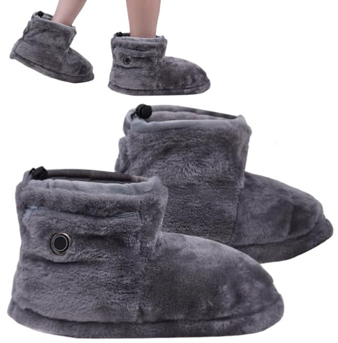 Rppiup Heated Slippers for Women Men, Adjustable USB Heating Five Temperatures Electric Foot Warmer for Women Men, Electric Feet Warmers, Home Foot Heater for Study Read Work Indoor(No Power Bank)