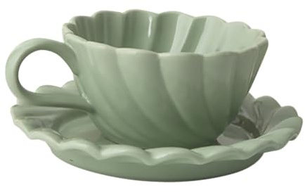 UTHCLO 1 Juego Tazas de Café y de Cerámica Aesthetic Verde Primaveral Conjunto de Tazas y para Bebidas Calientes y Frías