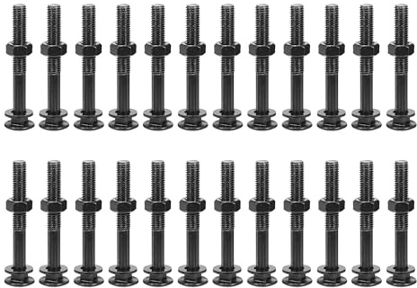 QUARKZMAN M10x75mm Boulons À Tête Ronde Avec Écrous Et Rondelles, 25Set 304 Acier Inoxydable Boulons À Tête Ronde Avec Collet Carré, Noir