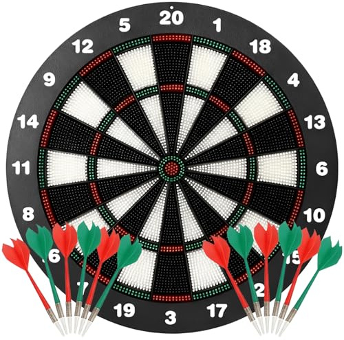 Houbobo Dart Board for Adults and Kids, Professional Dartboards with 12Pcs Safety Darts, Perfect Dart Game Gifts for Christmas, Parties, Birthdays, or Celebrations