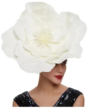 Fascinator-Hut mit großer Blume for Damen, Kopfschmuck, Braut-Make-up, Abschlussball, Fotoshooting, Fotografie, Haar-Accessoires(Ivory)