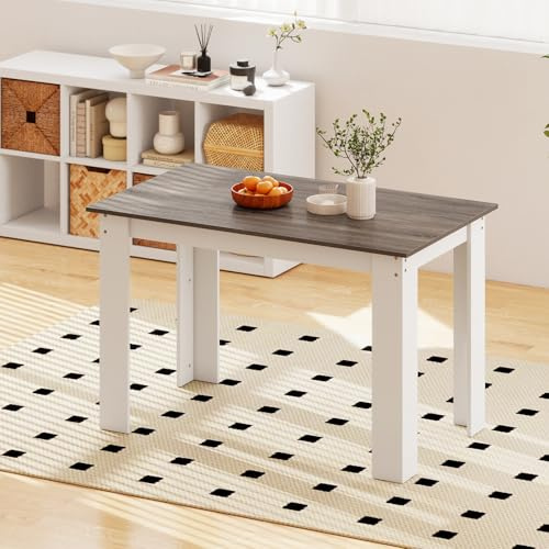 GIANTEX Esstisch Holz, Küchentisch 120 x 70 cm, Esszimmertisch Rechteckig, Holztisch Esszimmer für 4-6 Personen, Tisch Wohnzimmer, Dining Table, Schreibtisch, für Esszimmer Küche (Weiß + Grau)