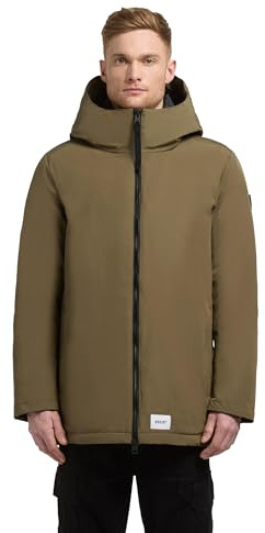 khujo Herren warme lange Winterjacke schlichte Jacke mit 2-Wege-Reißverschluss, verstellbarer Kapuze und innenliegenden Rucksack-Trägern Nedd S-XXL