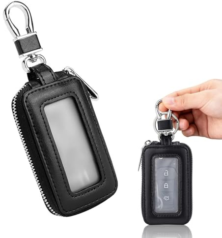 Noenaeni Leather Car Key Fob Case, Universal Car Key Holder, Black