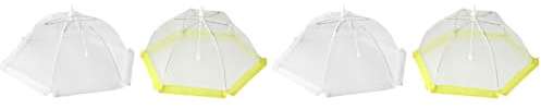 Fackelmann 44489 Cloche Alimentaire pour Corbeille à Fruits, Cloche en Filet, Cloche à Fruits, Plastique, Blanc, Jaune, 46 cm (Lot de 2)