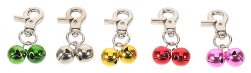 UPKOCH 5 Bunte Metall Glöckchen mit Metallschnalle für Hundehalsbänder und Katzenhalsbänder Leichte Langlebige Anhänger für Welpen und Haustierhalsband Dekoration Beim Spaziergang und