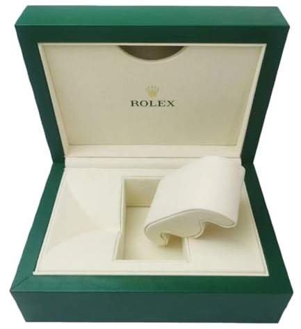 ROUREOX Mittlere Uhrenschatulle Grün Texturiert Design Creme Samt Futter Vitrine Box Mit Außen Verpackung Uhrenkasten für Rolex Box