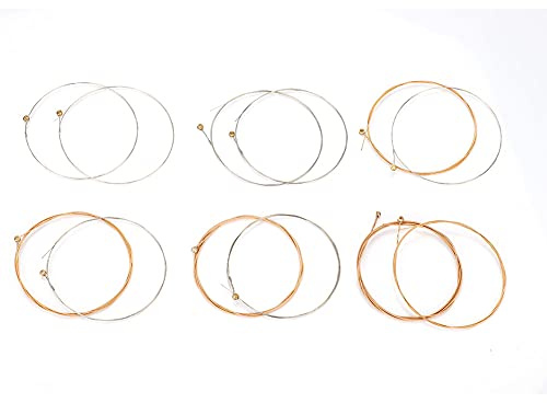 Generic Hochwertiger Folk-Gitarrensaiten-Ersatz, Schönes, Farbenfrohes Set für Anfänger und Erfahrene Gitarristen, 12-saitige Gitarrensaiten für die Meisten Gitarrengrößen, Kupfer + Stahl, 12-tlg