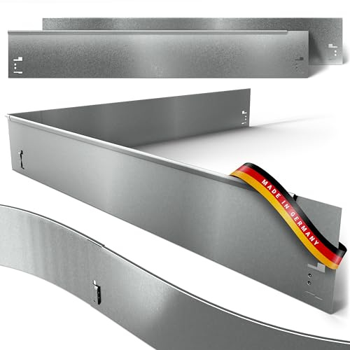 Rasenkante Metall Ergänzungsstück - 5er Set - 3,25m Verlegelänge - Garten Beeteinfassung Metall 13,5cm hoch - Stabile Beetbegrenzung - Formbare Rasenkante je 0,7m Länge - Farbe verzinkt