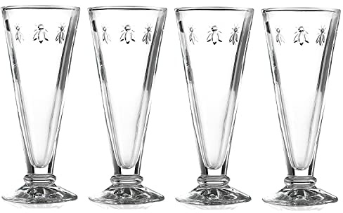 La Rochere 608501 Champagnerflöten, Glas, Bienen-Design, 4 Stück