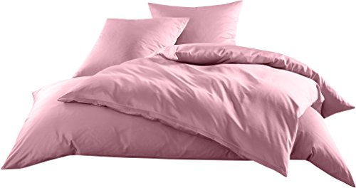 Bettwaesche-mit-Stil Mako-Satin Baumwollsatin Bettwäsche Uni einfarbig zum Kombinieren (Bettbezug 135 cm x 200 cm, Rosa)