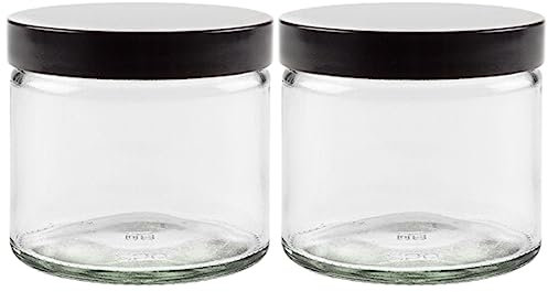 mikken - Juego de 2 tarros de cristal de 250 ml para cremas con cierre de rosca, incluye etiquetas.