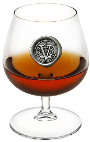 English Pewter Company 14,5 Unzen Brandy Cognac Snifter Glas mit Monogramm Initiale - personalisiertes Geschenk mit Ihrer Wahl der Initiale (V) [MON222]