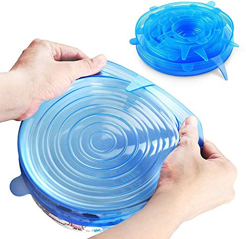 Silicone Stretch Lids, Durable & Eco-Friendly Elastic Lids Reusable Heat Resistant Various Sizes Cover for Bowl