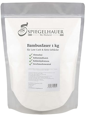 Fibra de bambú 1 kg - La perfecta harina baja en carbohidratos para hornear, espolvorear, enharinar y laminar - sin carbohidratos