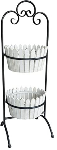 Hogar y Mas Macetero Decorativo Blanco Vertical de Madera Natural, Ideal para Exterior o Interior. Vintage/Original 90x27,5x27 cm