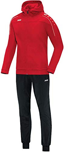 JAKO Trainingsanzug Damen Polyester Classico mit Kapuze Rot Gr. 44 - Jogginganzug 2-teilig für Sport und Alltag, Jogginghose & Trainingsjacke