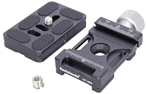 koolehaoda 50mm Quick Release Plate Clamp with Arca Swiss CNC Aluminium | for DSLR Camera on Tripod Monopod Ball Head, Safety Lock Anti-Slip 1/4 3/8 Adapter Anodised Photography Videography