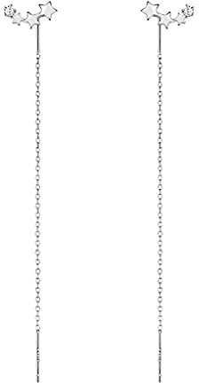 SLUYNZ 925 Sterling Silber CZ Ohrringe für Frauen Quaste Ohrringe Star Threader Ohrringe