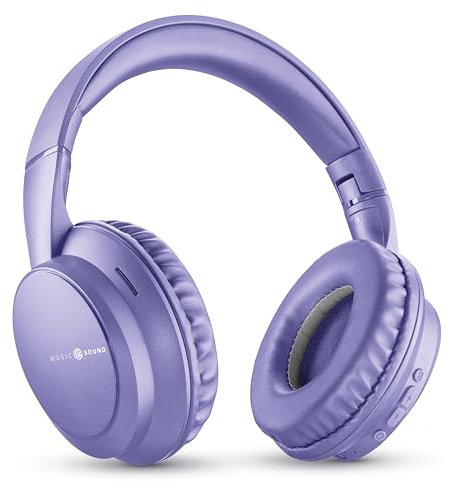Music Sound BOOST Cuffia Wireless Around-Ear Pieghevole con Microfono Integrato, 3 Modalità EQ, Autonomia fino a 8 Ore, Design Ergonomico, Lilla