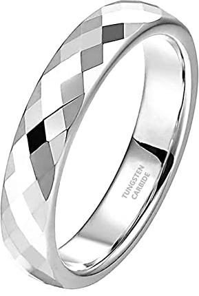 Zakk Ring Damen Herren Rosegold Schwarz Wolfram Schmal 4mm Breit Facetten Poliert Verlobungsringe Eheringe Partnerringe Versprechensring