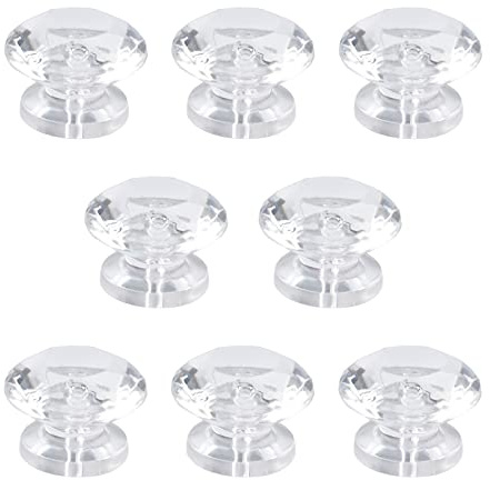 MOROBOR Mini akryl dragknoppar, 8 st diamantformade självhäftande knoppar, ingen borrning, genomskinliga akryl självhäftande knoppar för spegel garderobslåda presentfodral och andra små möbler