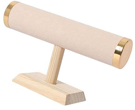 F Fityle Jewelry Bracelet Display Stand, t shape bar Bangle Holder, for Hair Home Organization, Beige Flannel