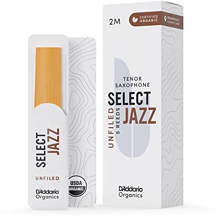 D'Addario Organic Select Jazz Unfiled Tenor Ance per Sassofono - Ance per Sax - La prima e unica Ancia Biologica - 2 Medio, 5 Pacchetto