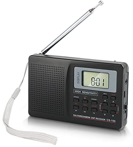 Radio AM FM, Radio Digital Portátil FM AM SW Receptor de Sintonización Digital de Sonido Radio de Banda Completa con Reloj Despertador, Mini Radio de Bolsillo para Regalos Mayores, Función de Memoria,