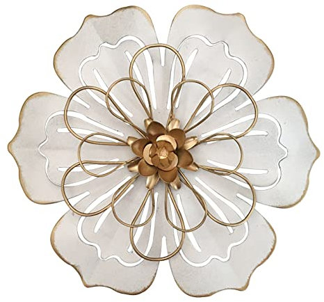 Decorazione artistica da parete con fiori in metallo, 21,1 cm, scultura floreale rustica e moderna, in ferro invecchiato, da appendere alla parete, decorazione per la casa, opere d'arte per interni