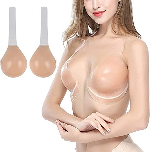 UPTODD Invisilift Bra, Klebe BH Push Up, Silikon Unsichtbarer Nippel Cover Selbstklebend Wiederverwendbarer Bra Büstenhalter Damen BH (D)