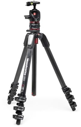 Manfrotto Kit 4-teiliges Kamerastativ, mit Kugelkopf, Schnellwechselsystem, Kohlefaser, professionelles Fotografie-Zubehör-Set, Stativkamera mit Kopf