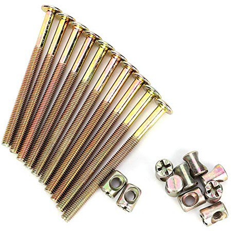 ANKROYU 10-teiliges M6-Möbelschrauben Und Zylindermuttern aus Kohlenstoffstahl – Dübelverbinder-Befestigungsset Für Die Möbelmontage Und -reparatur(100mm)