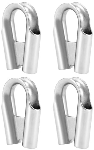 QWORK 12mm 1/2 304 Stainless Steel Rope Wire Cable Thimble with Gusset for 1/2 or 3/8 Wire or Winch Rope, Black (Pack of 4)