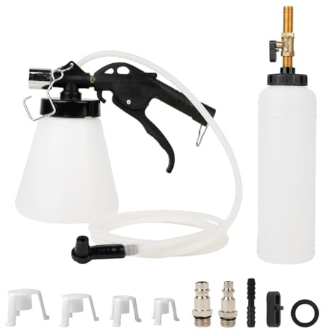 Wenzhon 1L Vacuum Brake Bleeder Kit, Brake Bleeder Pneumatic Brake Fluid Bleeder Kit with 8PCS Adapter and 0.75L Refilling Bottle One-Person Operation