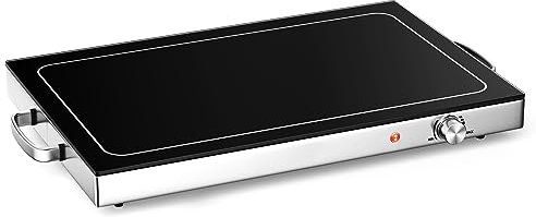RELAX4LIFE Vassoio Scaldavivande Elettrico 56 × 36 cm, con Temperatura 50℃-120℃, 300W, in Acciaio Inossidabile, Ideale per Mantenere il Cibo Caldo