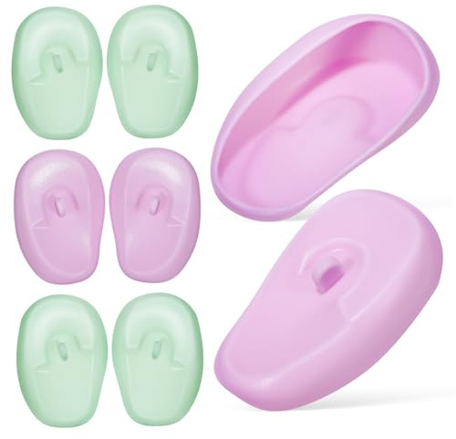 HAKIDZEL 4pairs Silicone Ear Covers for Hair Dyeing Comfortable Earmuffs for Hair Dryer and Shower Cute Colors Light Reusable Ear Protectors for Salon and Home Use