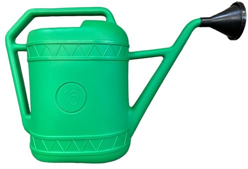 eacommerce - Innaffiatoio da Giardino in PVC | Beccuccio Lungo e Doccetta | Ideale per Piante, Verde, 16 Litri, Plastica