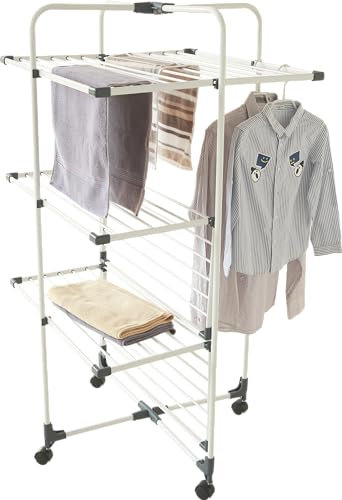 Meisterhome® Extra großer und Stabiler Wäscheständer Turm mit Rollen - Wäscheturm - Turmwäscheständer - Standtrockner - Platzsparender - für drinnen und draußen - 30m Trockenleinenlänge…