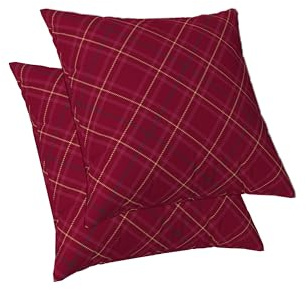 ggaimwf Tartan Kissenbezügen 60x60cm Rot Ästhetische Kissen Pastell Gemustert Kariert Plaid Leinen Kissenbezüge dekorativ Sofakissen Landhausstil 2er-Set