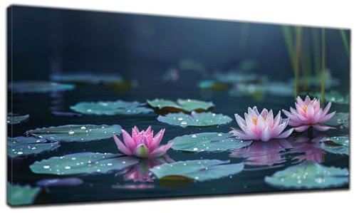 Diamond Painting Erwachsene, 5D Diamond Painting Groß XXL Seerose 50x110cm, DIY Blume Diamant Painting Bilder Kreuzstich Crystal Arts Craft Malerei Kits, Diamond Painting Set für Home Wand Dekor D-1