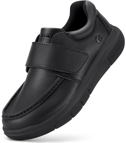 FitVille Scarpe Uomo Diabetici Pianta Larga Mocassini in Pelle Extra Larghi Scarpe Uomo Casual con Strappo per Piedi Gonfi da Lavoro Nero 47 EU X-Larga