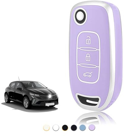 TOOMUME Funda Llave TPU, Carcasa Llave Apto para Renault Kangoo 3 Twingo 3 Megane 4 Trafic 4 Clio 5 Captur Express Dacia Sandero Stepway Duster, Cubierta Llaves Coche Mando - Flip Key