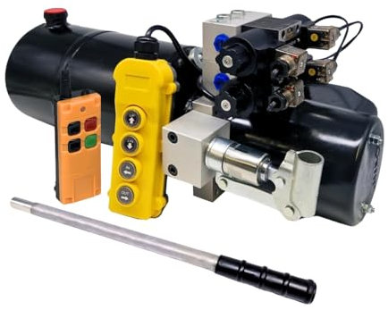 Flowfit Doppeltwirkender Doppel-Magnetspule, 12 V Gleichstrom, 1,6 kW, mit 10 l Stahltank, Handpumpe und kabelloser Fernbedienung