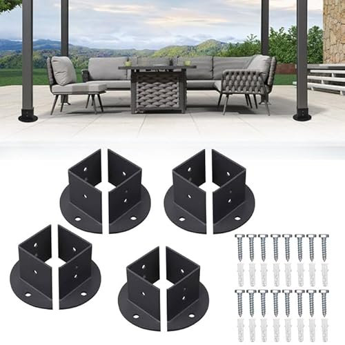 Deck Post Anchor Base, 4PCS Adjustable Wooden Fence Post Brackets, Heavy Duty 1.96 x 1.96 Base Brackets Fit 1.5x1.5, 2x2, 2x4, 4x4