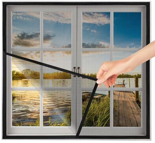 füR TerrassentüRen Fenster Fliegengitter 110x175cm Schwarz Fensterschutz Katze ohne bohren Insektenschutz füR Fenster mit Rolladen Insektenschutz Fenster Rollo